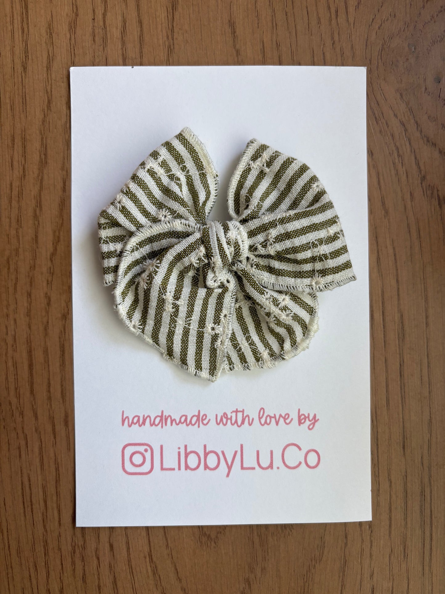 Embroidered Olive Stripes