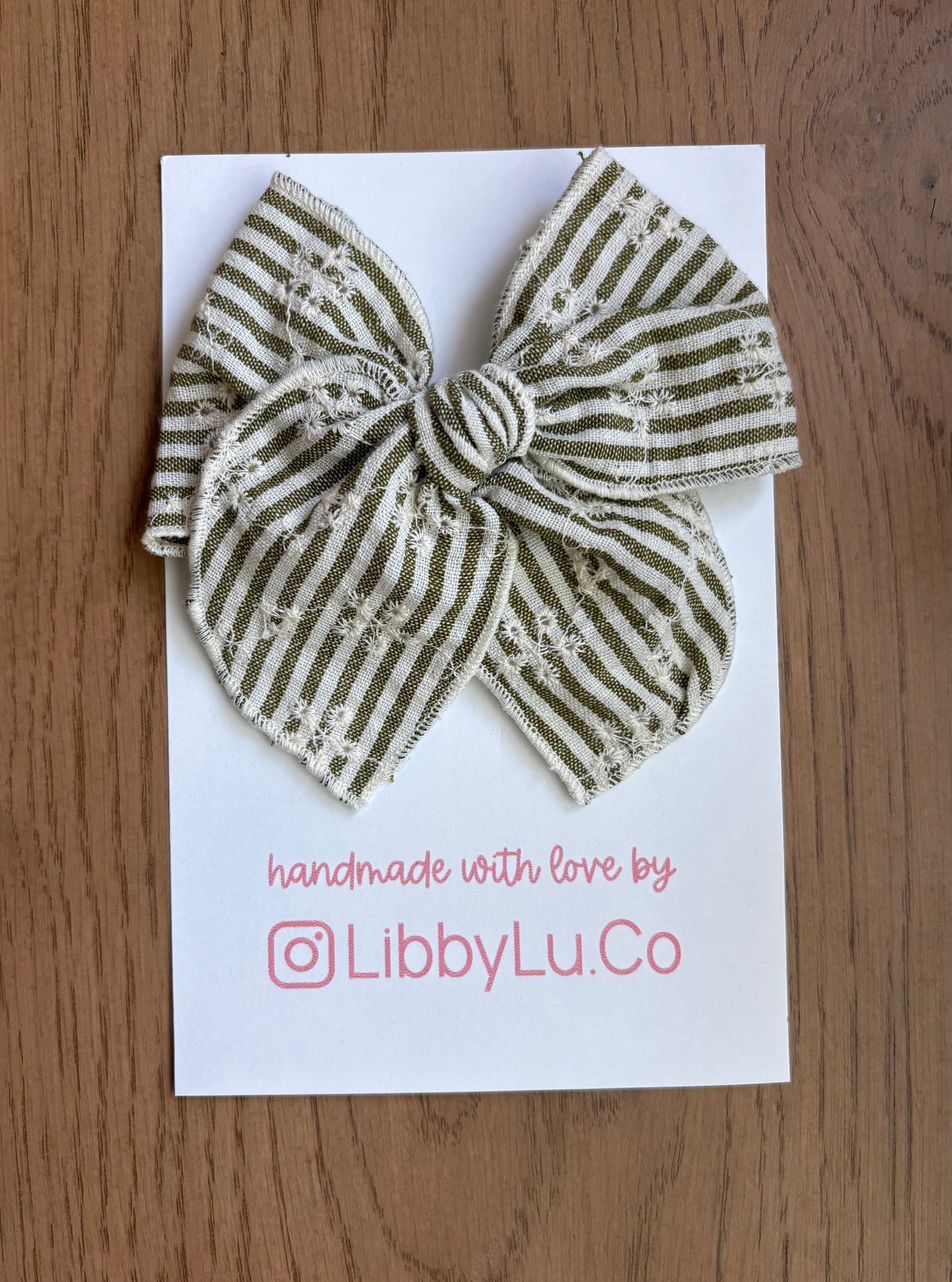 Embroidered Olive Stripes