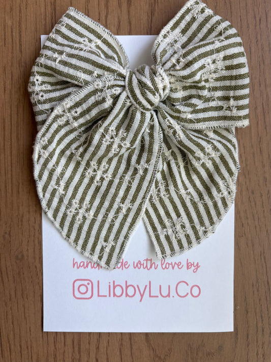Embroidered Olive Stripes