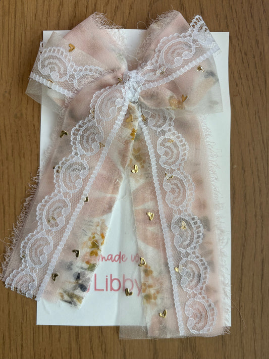 Soft Spring Floral Messy Bow